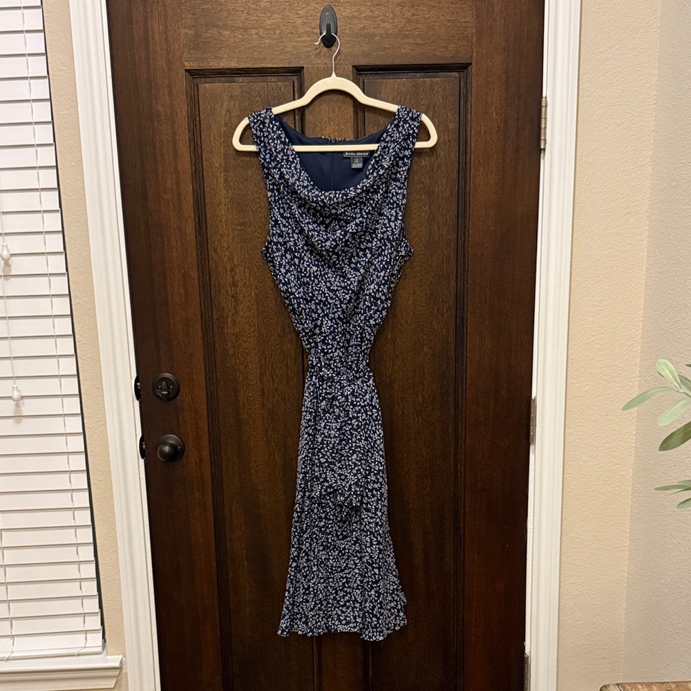 Jessica Howard Navy and White Midi Dress